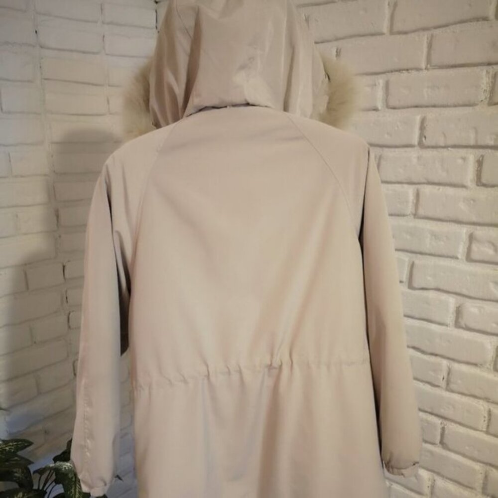 Liz Claiborne Ladies Faux Fur Trimmed Hooded Winter Coat - Picture 2 of 8
